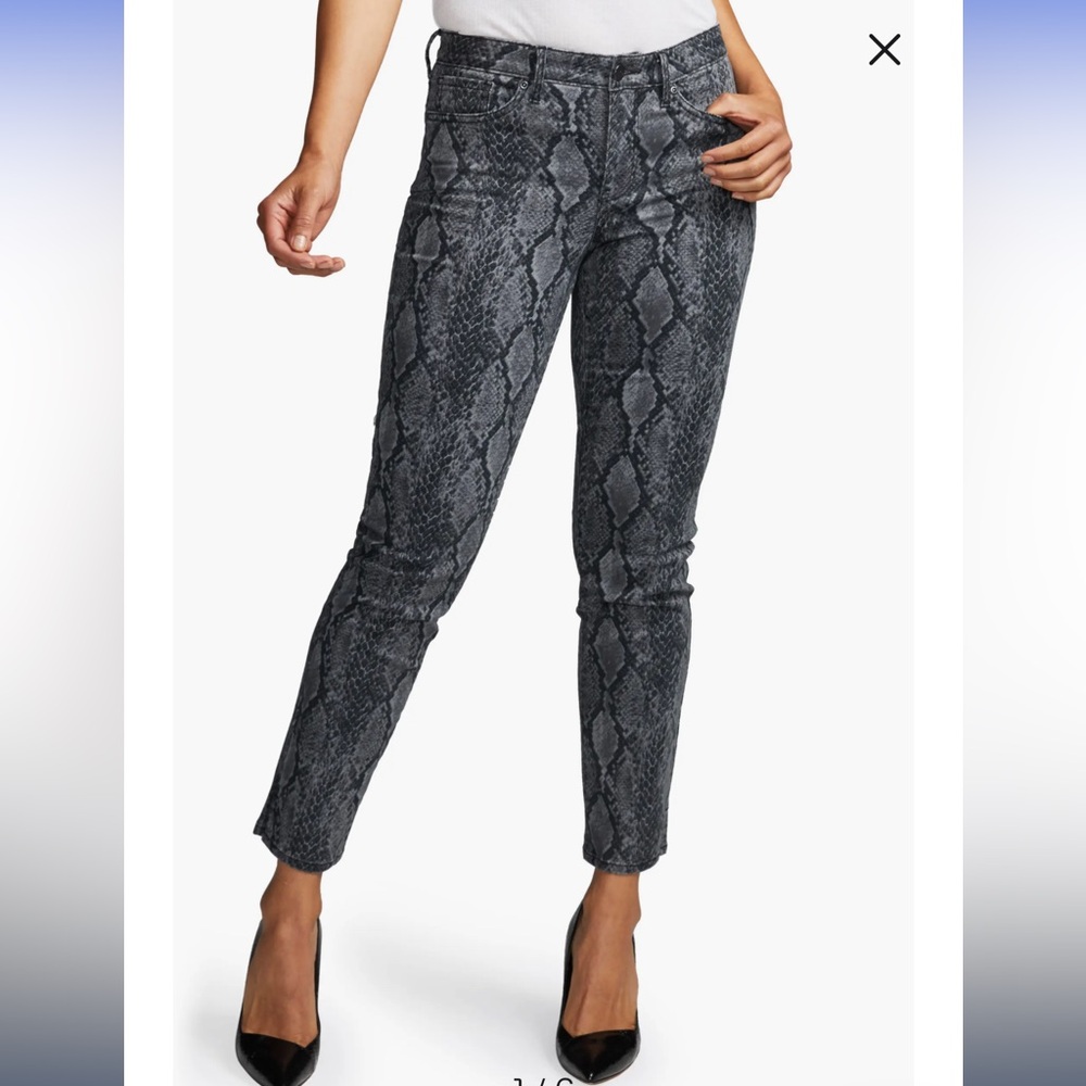 NYDJ Gray Snakeskin Print Jeans